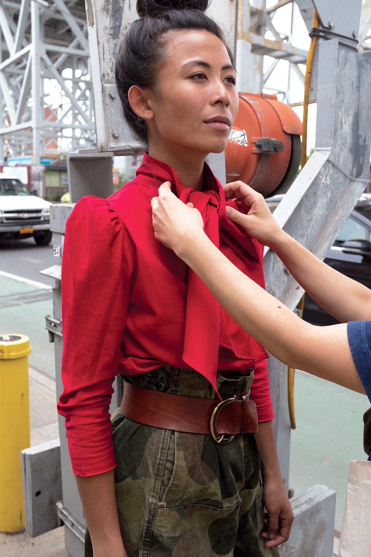 CHELSEA REVERSIBLE BOW TOP crimson