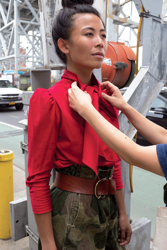 CHELSEA REVERSIBLE BOW TOP crimson
