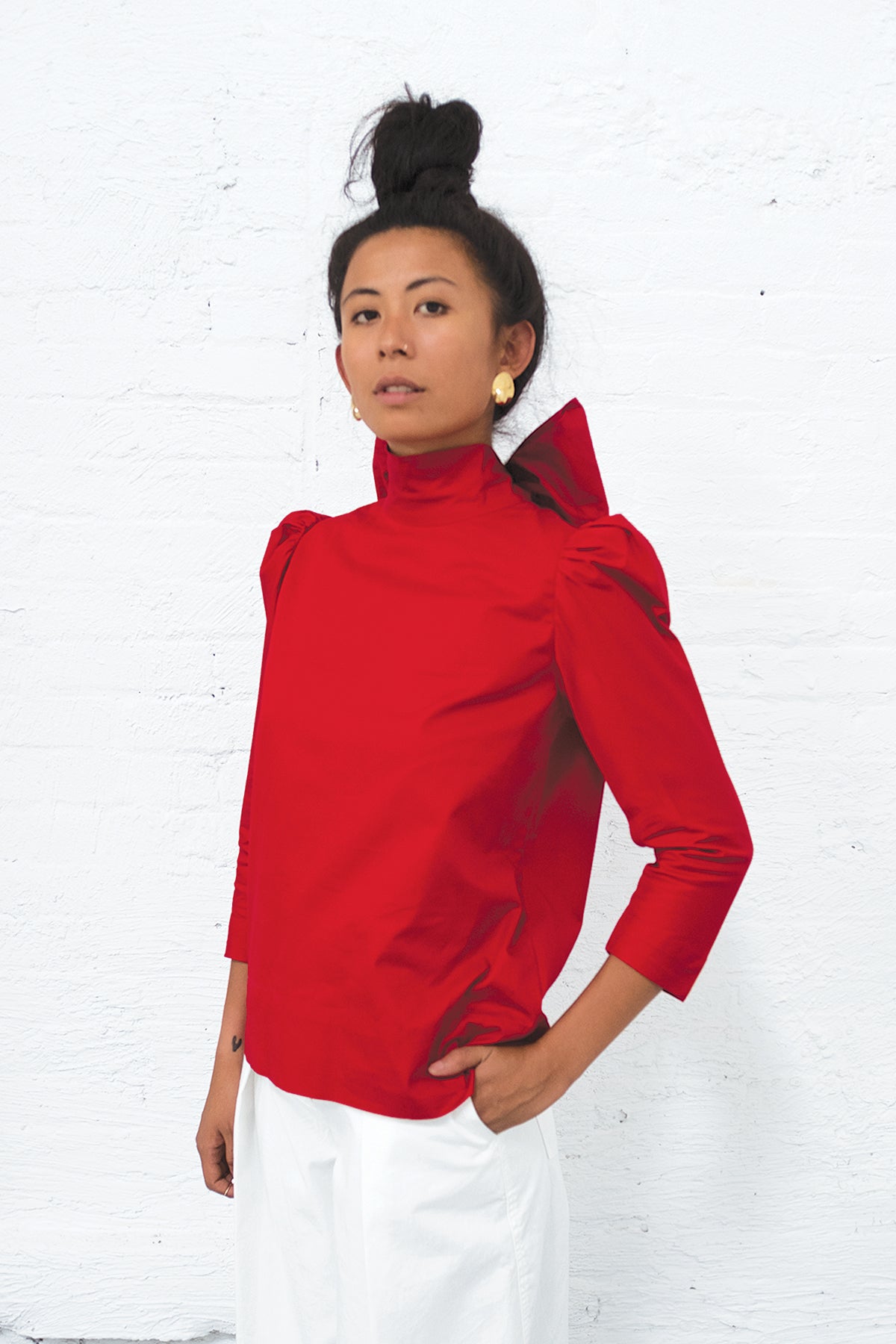 CHELSEA REVERSIBLE BOW TOP crimson